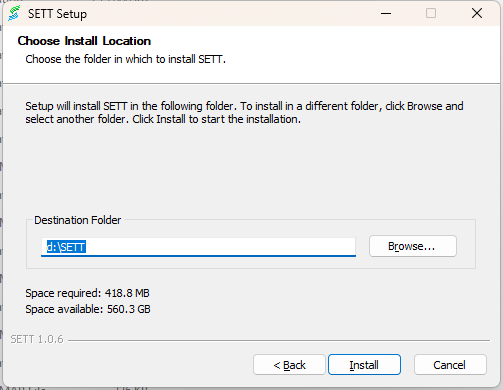 SETT installer