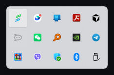 System tray with SETT icon